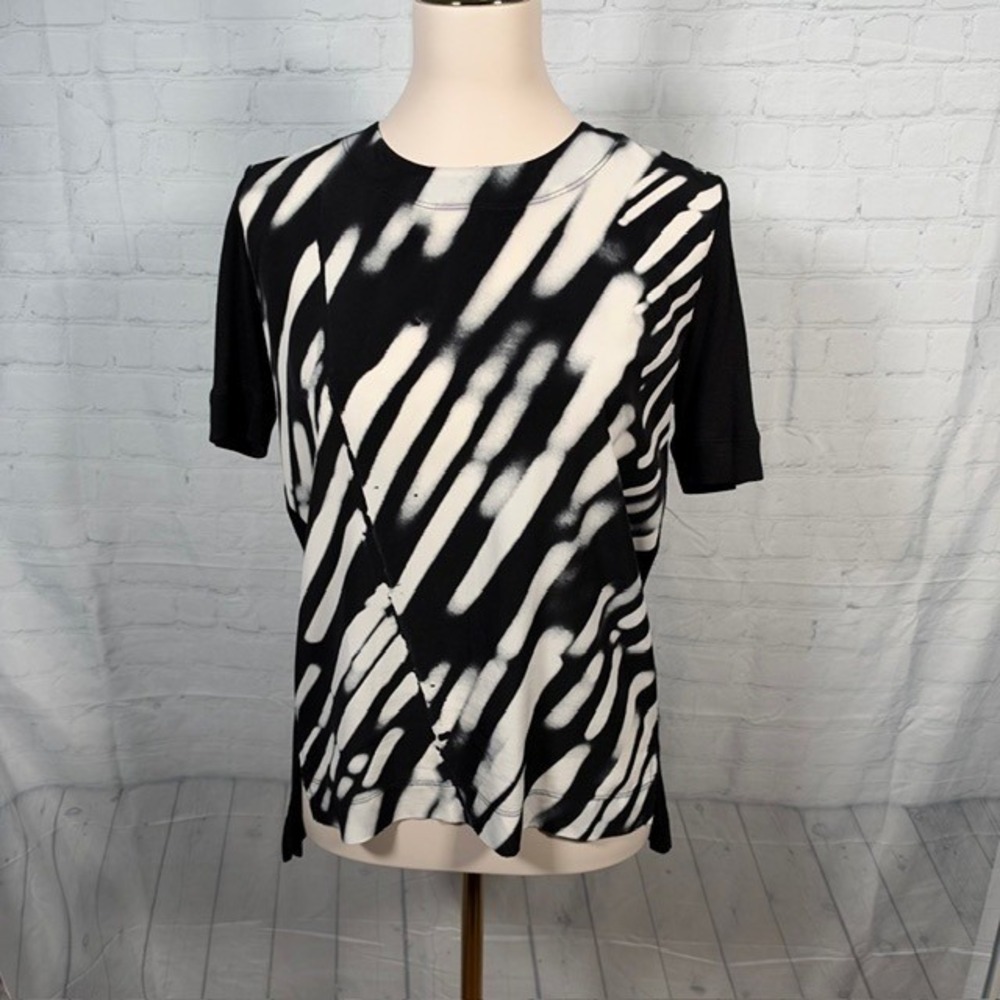 Calvin Klein Jeans Zebra Print Mixed Media High Low Top Women's S EUC